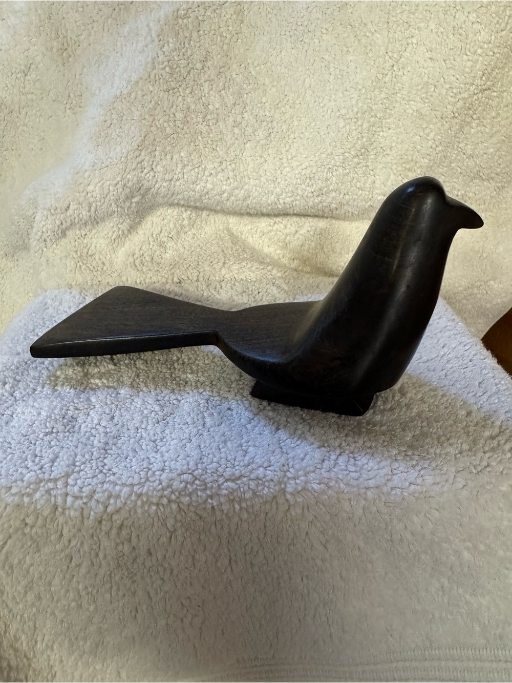 Handcrafted Black Wooden Bird Sculpture - Home Art Accent